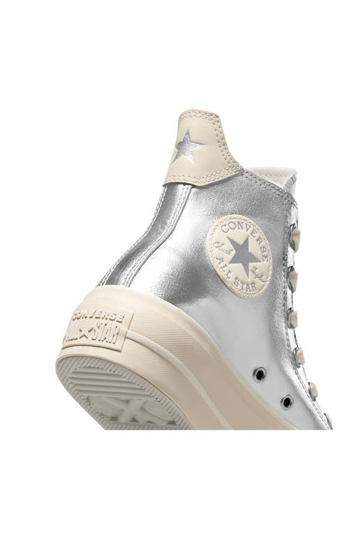 Converse Chuck Taylor® All Star® Lift Metallic High Top Platform Sneaker In Pure Silver/ Natural Ivory