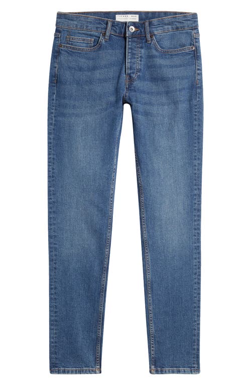 Skinny Fit Cotton Jeans in Mid Blue