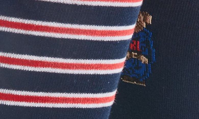 Shop Polo Ralph Lauren Assorted 2-pack Americana Bear & Stripe Dress Socks In Blue Assorted