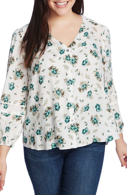 1.STATE FESTIVAL FLORAL PIPED TRIM TOP,8220006