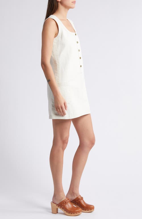 Shop Frame Trapunto Side Pocket Sleeveless Button Front Denim Dress In Au Natural Clean