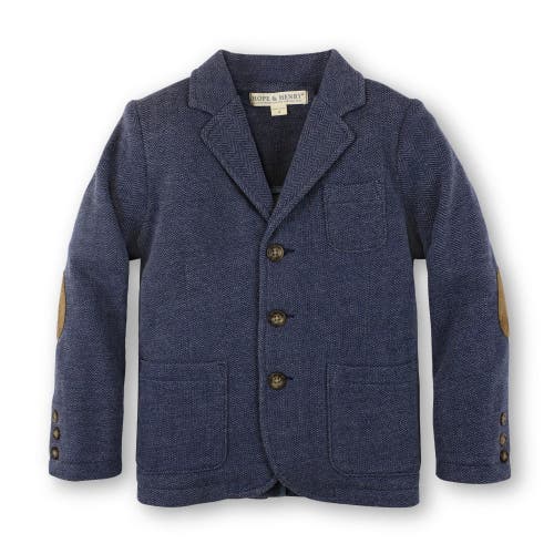 Hope & Henry Boys' Fleece Blazer, Kids In Navy Herringbone