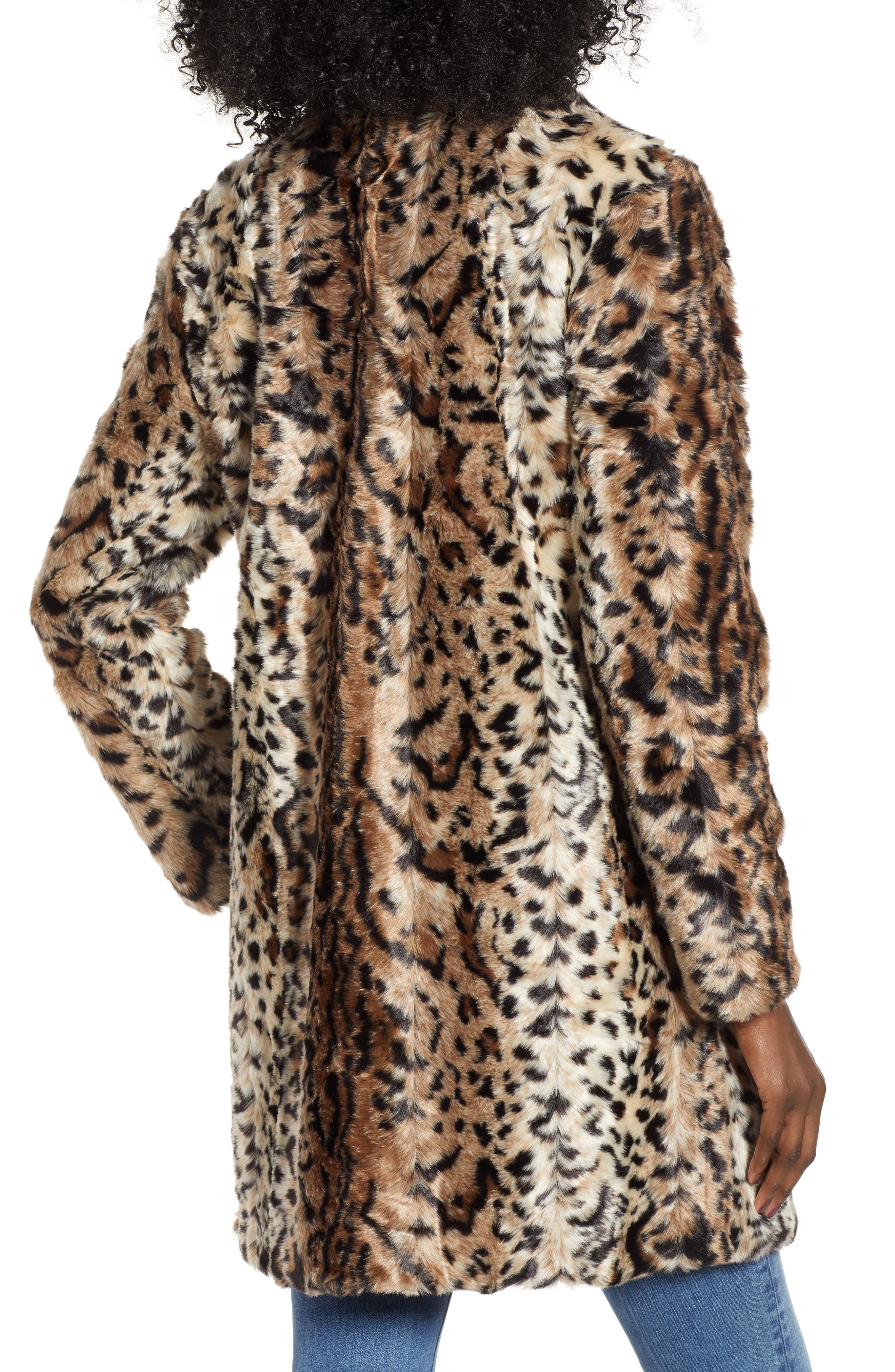 bb dakota bradshaw leopard faux fur coat