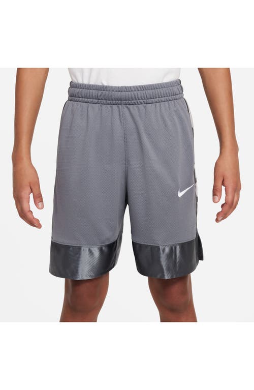 Shop Nike Kids' Dri-fit Elite Basketball Shorts In Smoke Grey/white