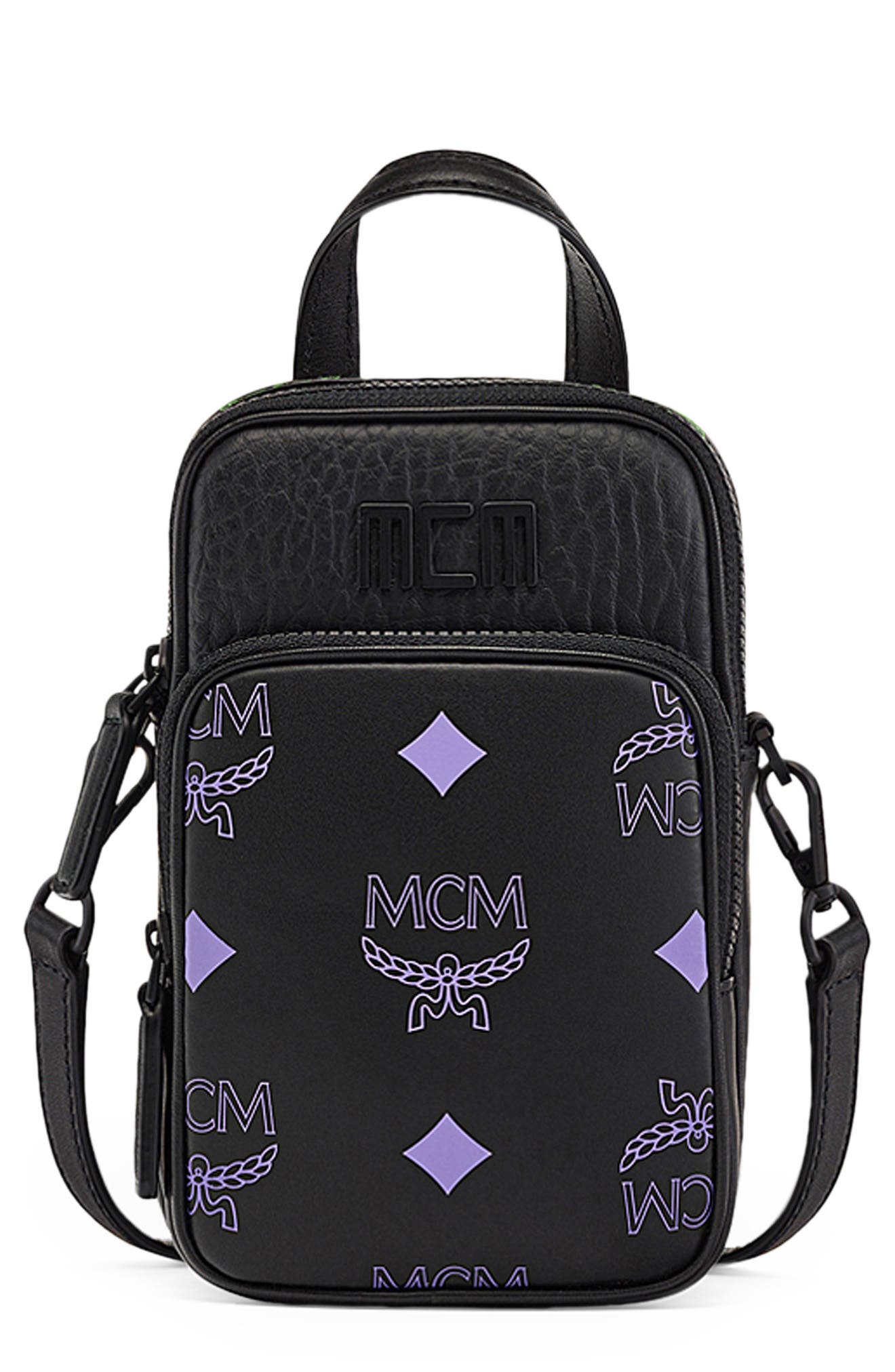MCM Veritas Medium Dark Grey Denim Monogram Logo Canvas Clutch Pouch Handbag