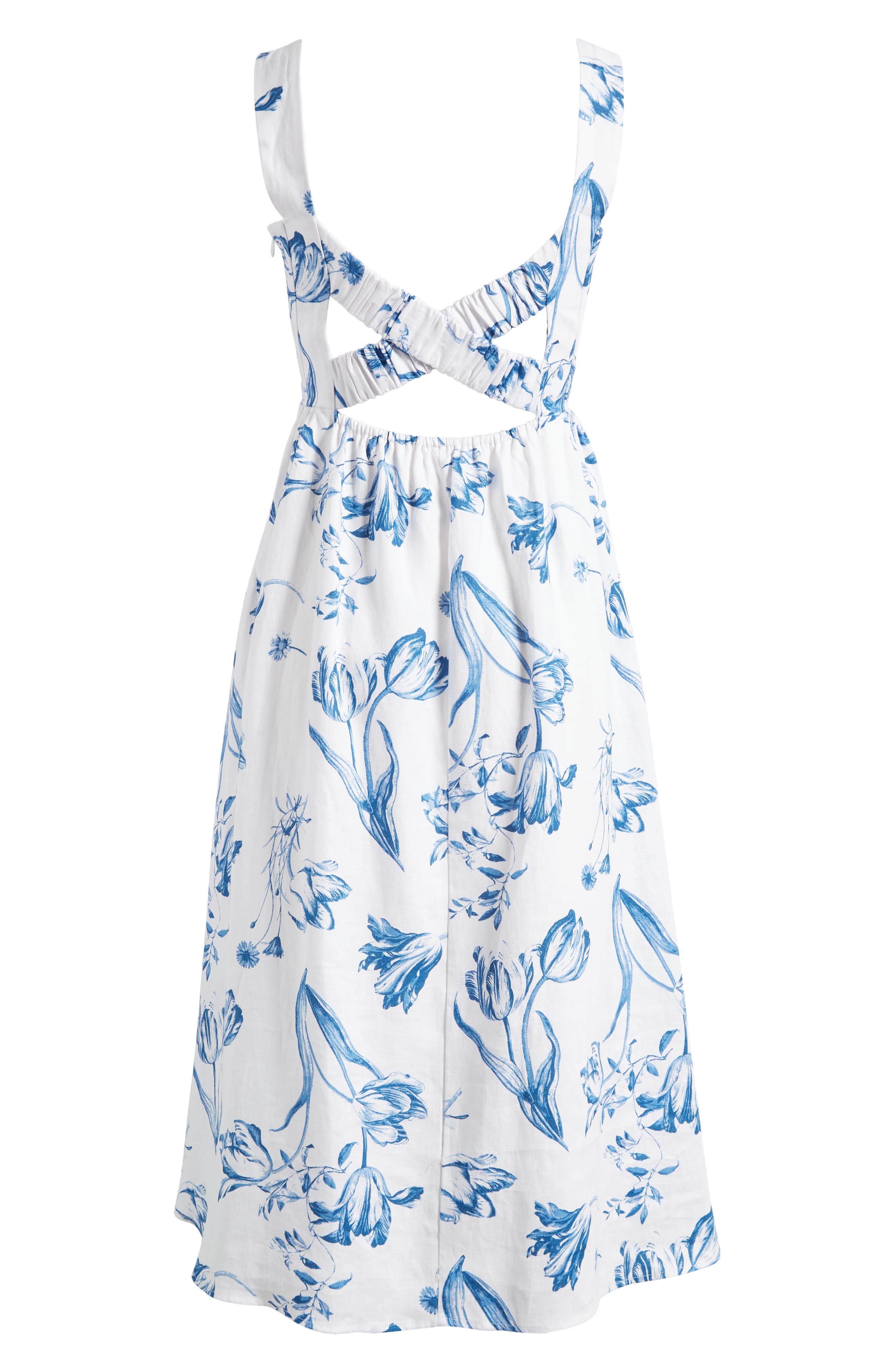 womens light blue dress Blue Floral Square Neck Midi Dress & Reviews - Blue - Dresses main image 0