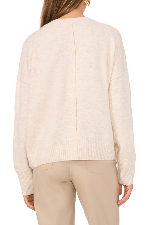 Shop Vince Camuto Three Button Crewneck Sweater In Malted