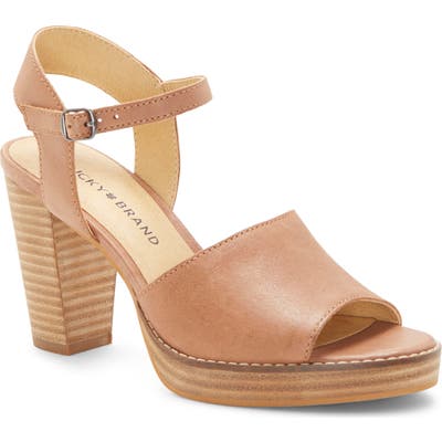 Lucky Brand Naika Ankle Strap Platform Sandal- Beige