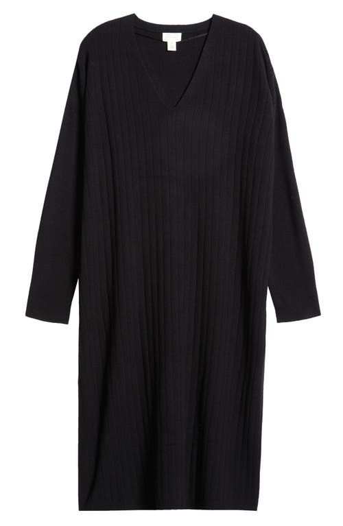 Shop Caslonr Caslon(r) Long Sleeve Rib Sweater Dress In Black