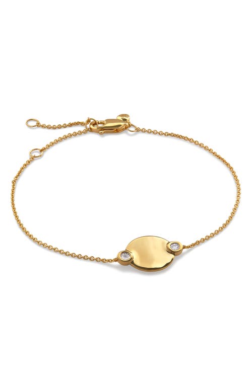 Shop Monica Vinader Lab Created Diamond Engravable Disc Bracelet In 18ct Gold Vermeil/diamond