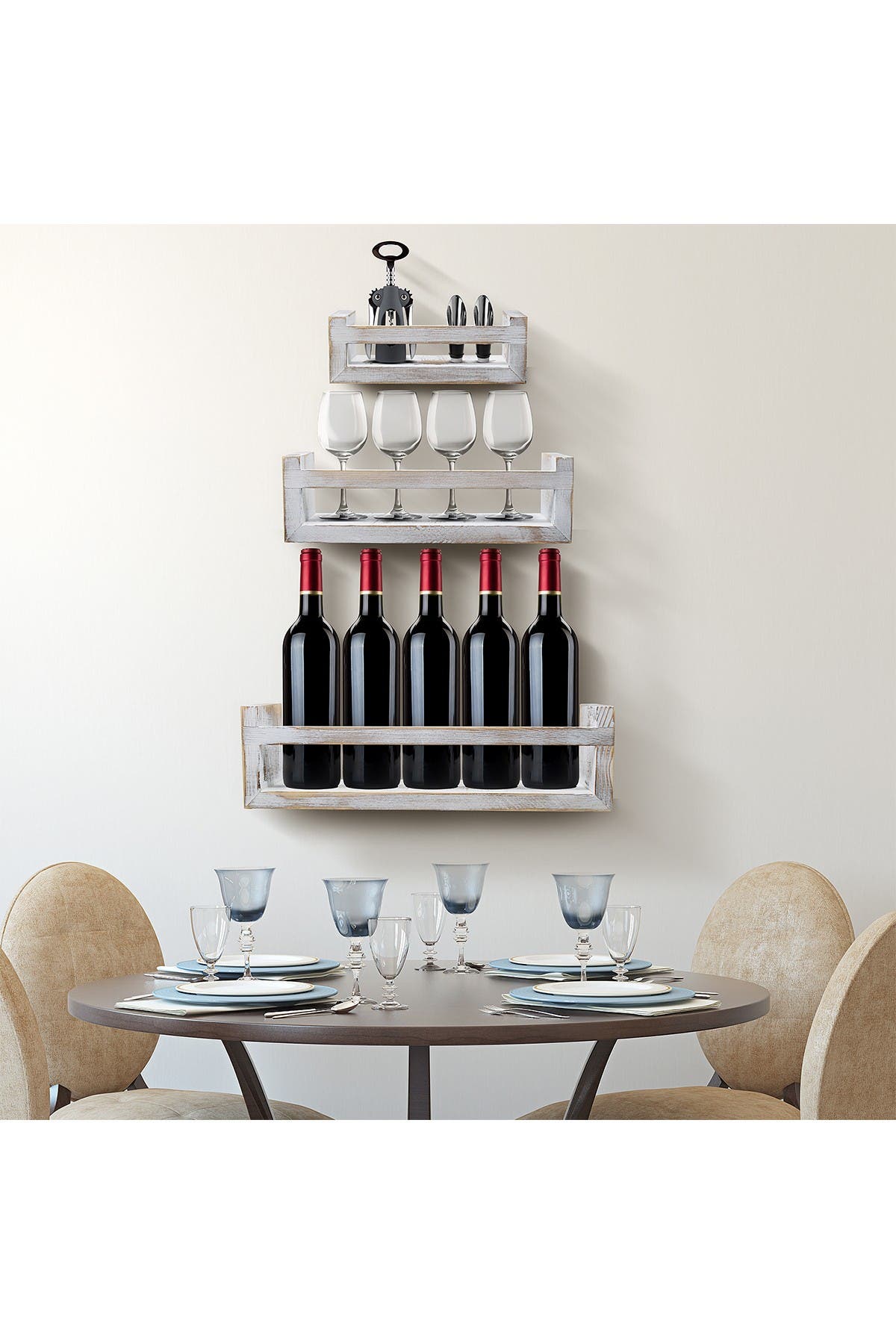 Sorbus Gray Wood Floating Shelf 3piece Set ModeSens