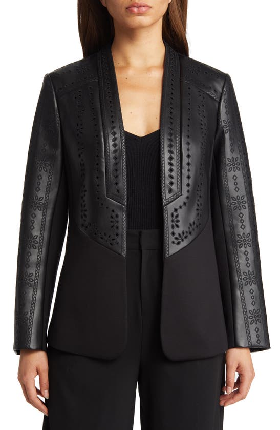 Kobi Halperin Wanda Embroidered Mixed Media Jacket In Black ModeSens