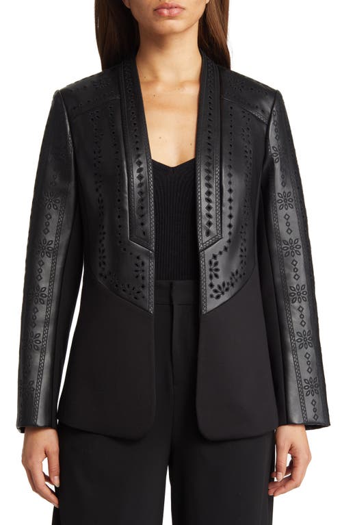 KOBI HALPERIN Wanda Eyelet Detail Mixed Media Faux Leather Jacket in Black at Nordstrom, Size Small