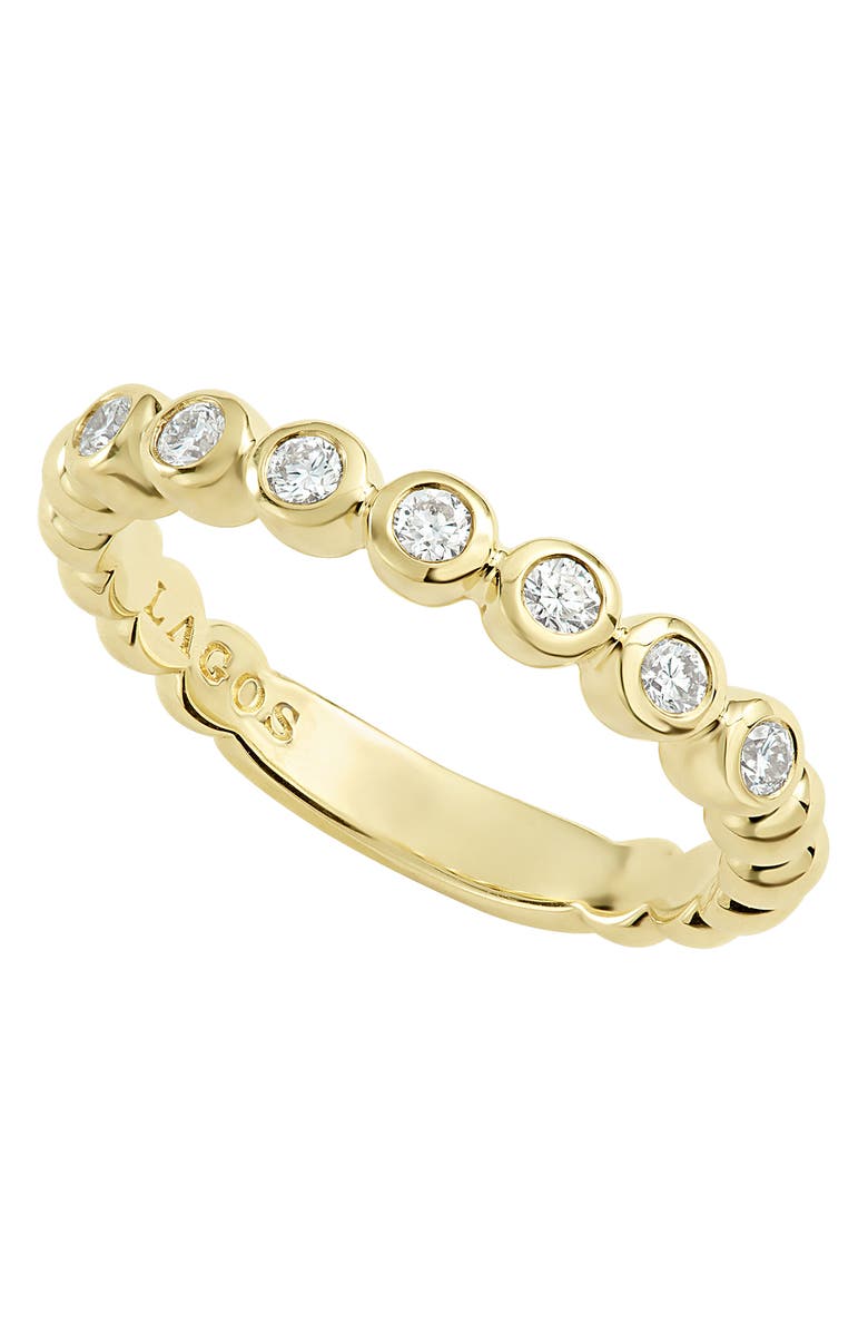 LAGOS Covet Stone Caviar Stack Ring, Alternate, color, Gold/ Diamond