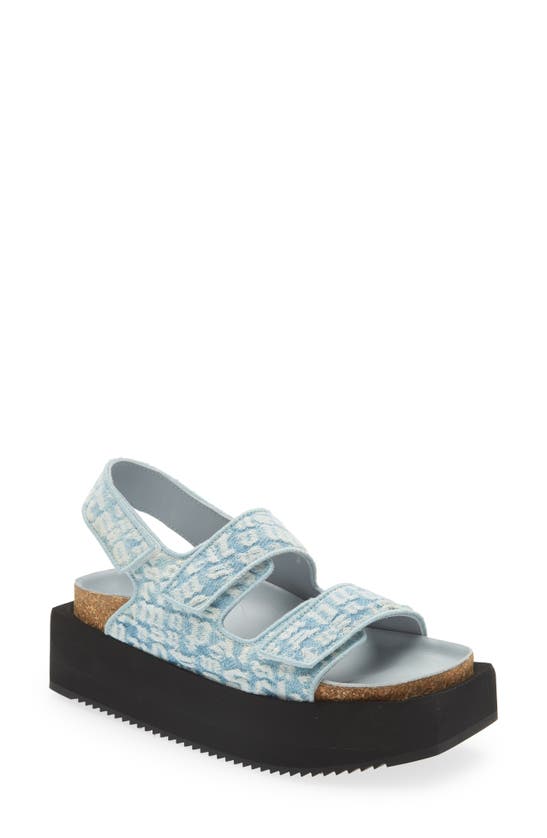 Palm Angels Logo Canvas Dual Band Sporty Sandals In Blue