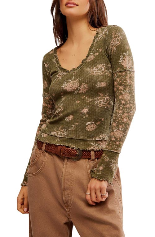 Shop Free People Clover Floral Thermal Top In Army Combo