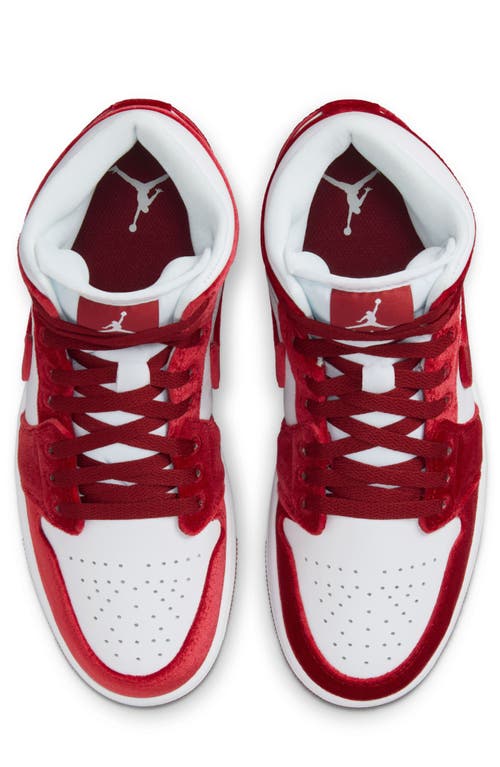 Shop Jordan Air  1 Mid Se Velvet Basketball Sneaker In White/team Red/black