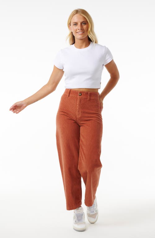 Shop Rip Curl Stevie Cotton Corduroy Ankle Pants In Dark Rust