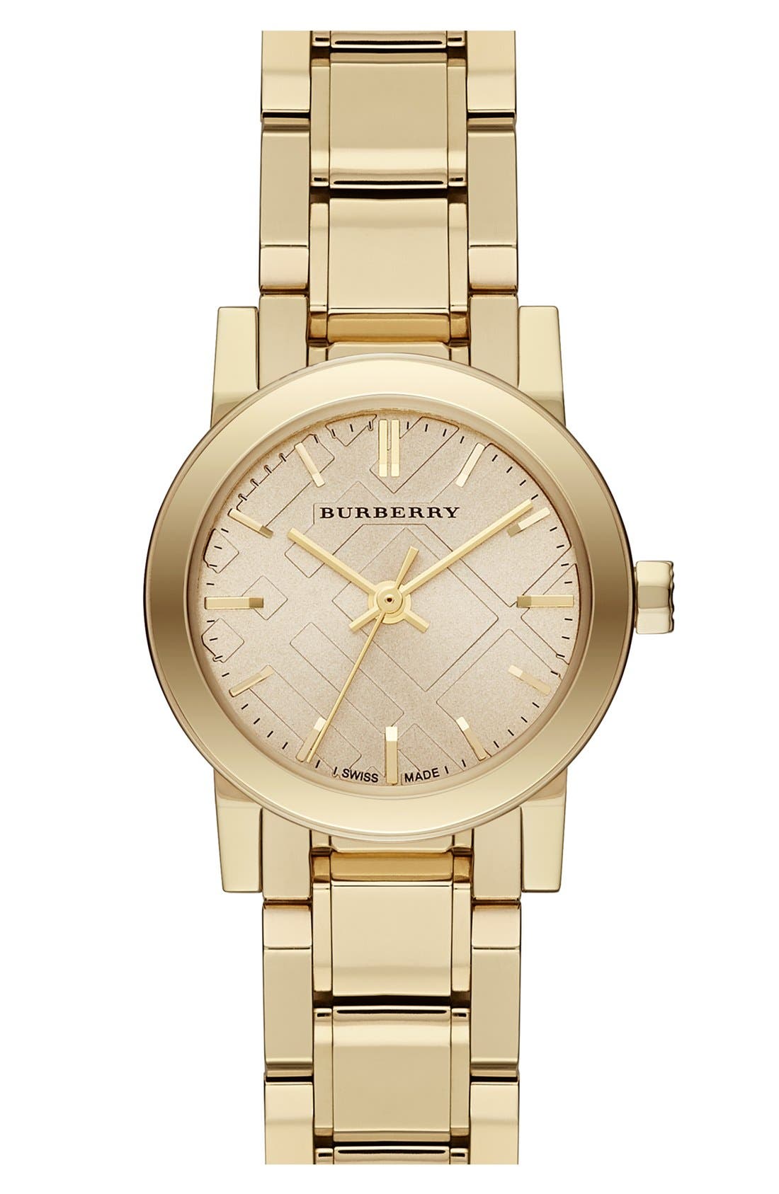 Burberry Check Stamped Round Bracelet Watch, 26mm Nordstrom