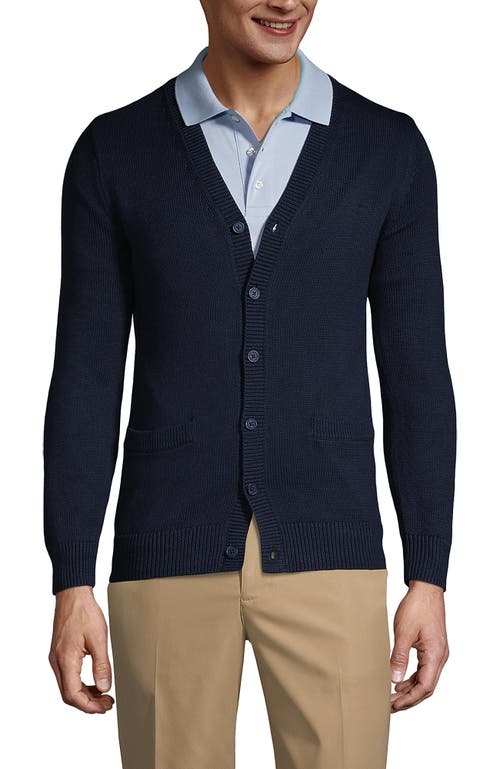 Shop Lands' End School Uniform  Cotton Modal Button Front Cardigan Sweater In Classic Navy