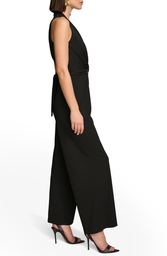 Shop Dkny Belt Detail Sleeveless Jumpsuit In Black