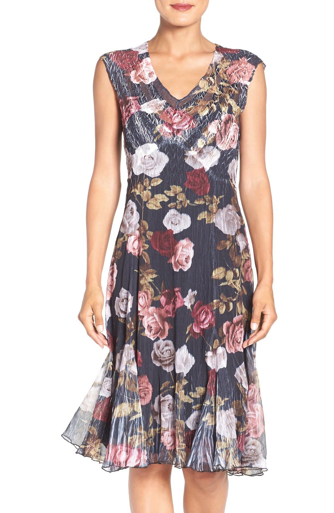Komarov Floral Print Chiffon ALine Dress (Regular & Petite) Nordstrom