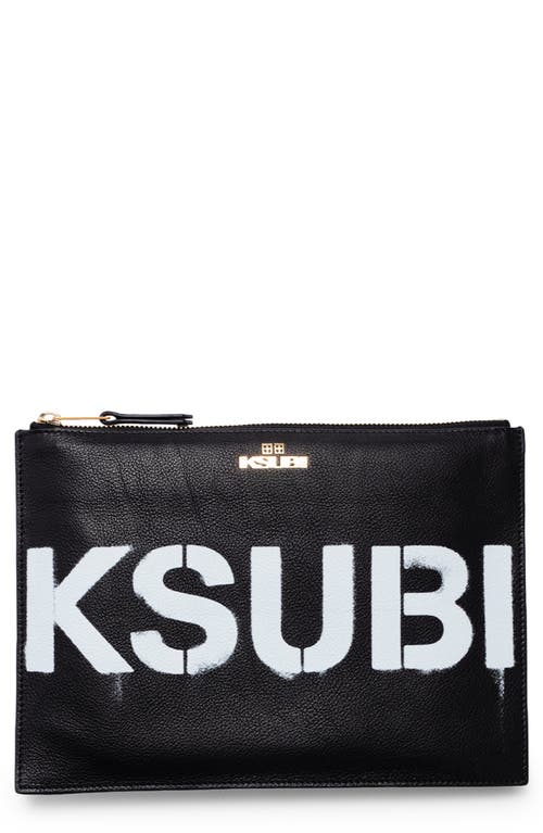 Ksubi Klutch Stencil Leather Zip Bag in Black