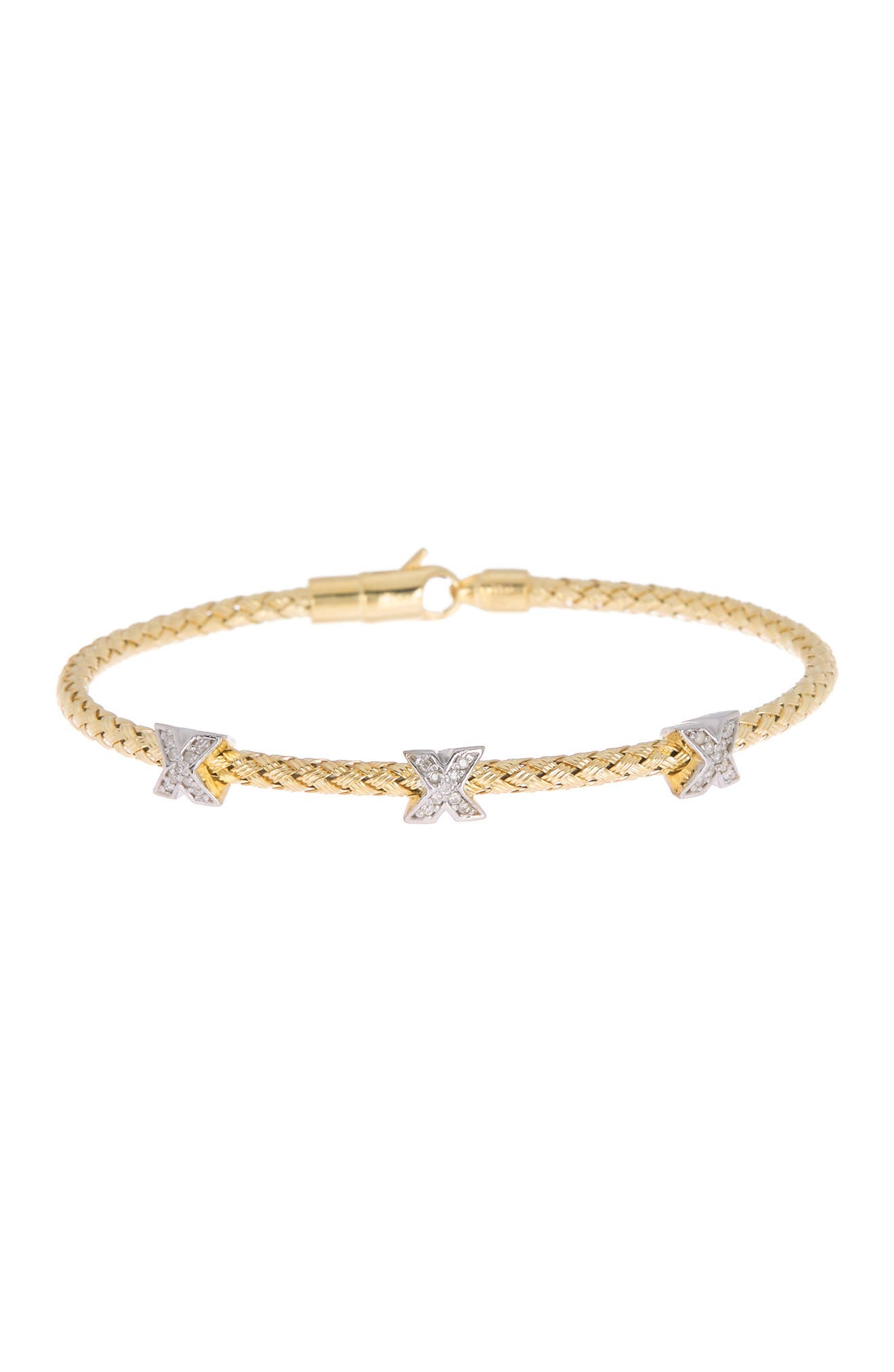 Meshmerise 18k Gold Vermeil Braided Diamond Cuff Bracelet In Yellow