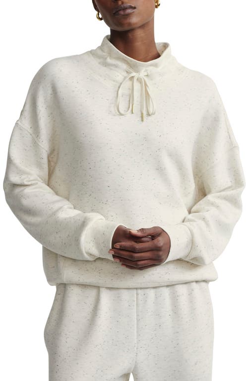 Shop Varley Oakdale Drawstring Sweatshirt In Ivory Marl Fleck