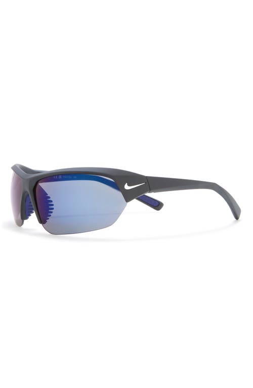Nike Skylon Ace Square Sunglasses In Matte Black/grey Blue Mirro