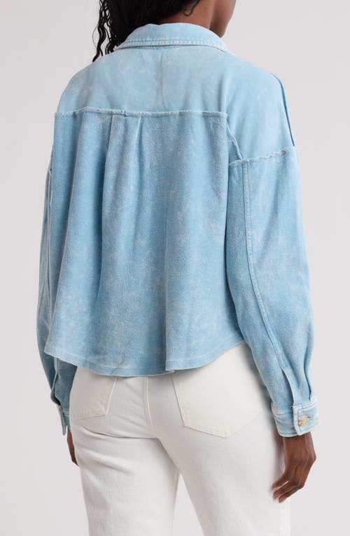 Blu Pepper Washed Patchwork Shacket In Denim