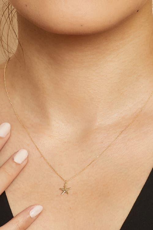 Oradina Women's 14k Yellow Solid Gold Starfish Pendant Necklace In Yellow Gold