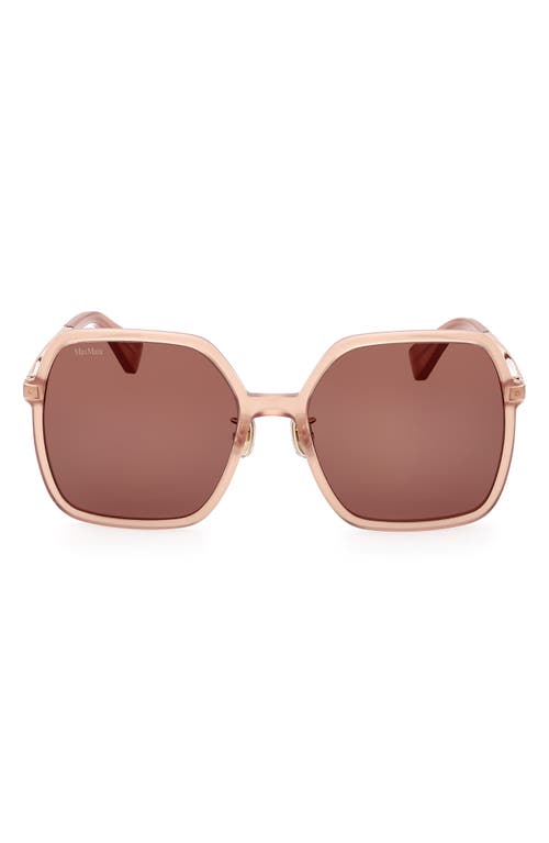 Max Mara Mixed-media Square Sunglasses In Shiny Pink/brown