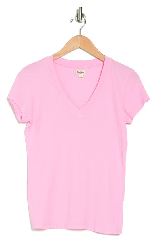 L Agence Becca V-neck T-shirt In Rose Bloom