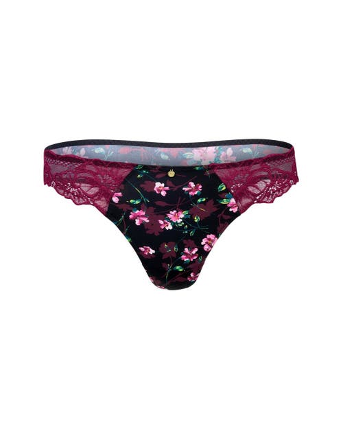 Shop Adore Me Aleena Thong Panties In Floral Black