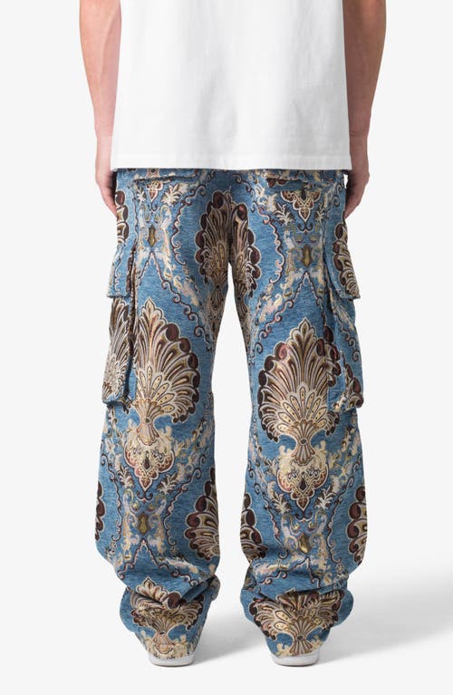 Mnml Ultra Baggy Jacquard Cargo Pants In Blue Multi Floral