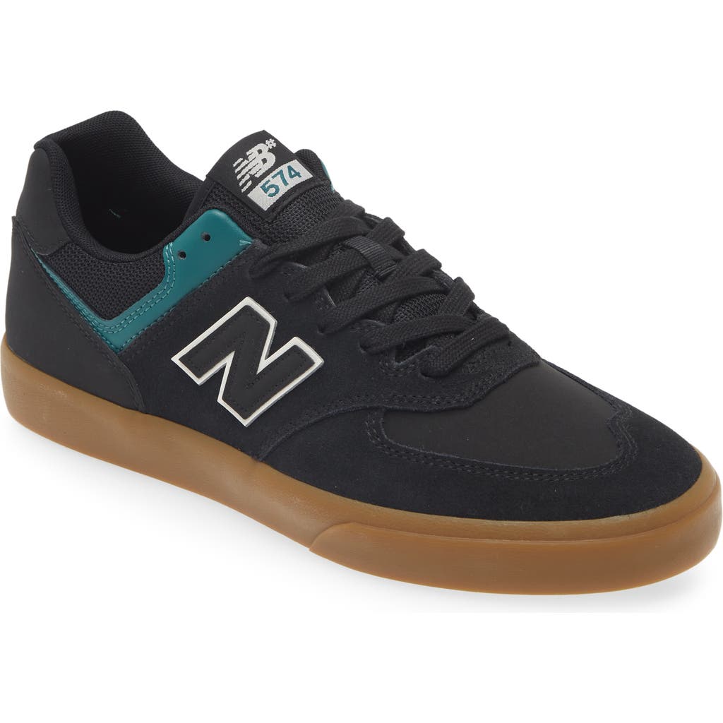 Shop New Balance 574 Skate Sneaker In Black/teal