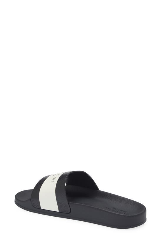 Shop Buscemi Logo Slide Sandal In Black/ White/ Black