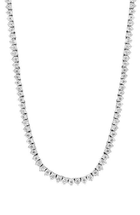 14K White Gold Diamond & Sapphire Necklace - 0.37 ctw.