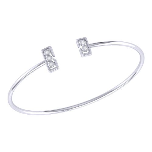 Luvmyjewelry Traffic Light Adjustable Diamond Cuff In Sterling Silver In Silver
