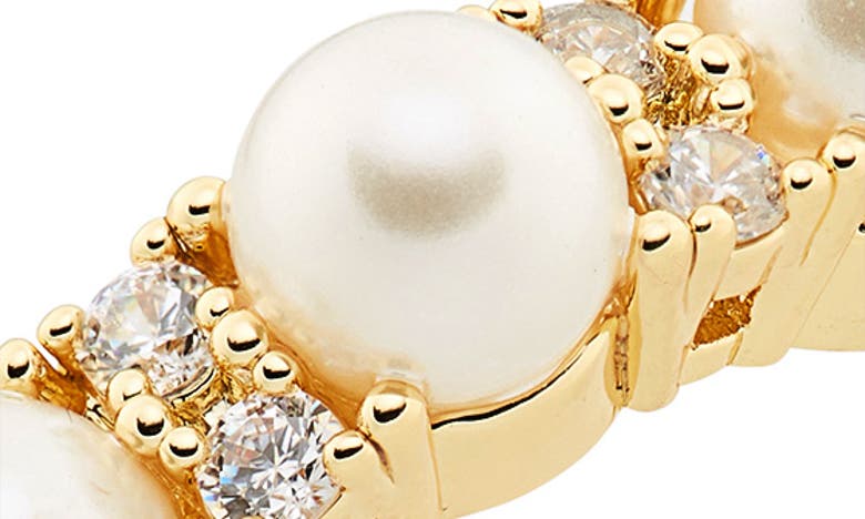 Shop Covet Imitation Pearl & Cz Ring In Gold/pearl