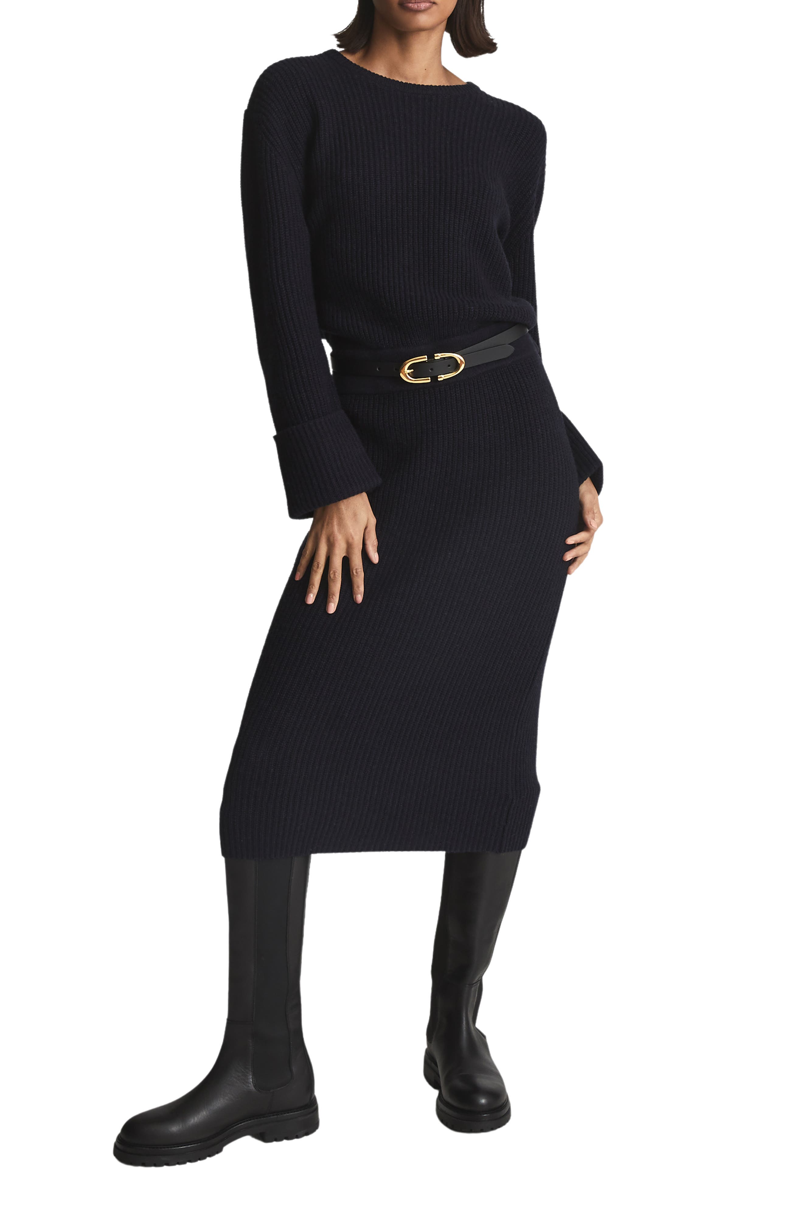 black long sleeve wool dress