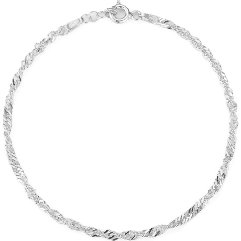 Glaze Jewelry Rhodium Plated Singapore Bracelet In Silver