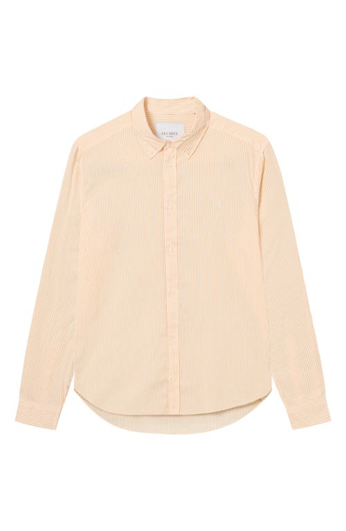 Shop Les Deux Kristian Stripe Cotton Dress Shirt In Yellow/white