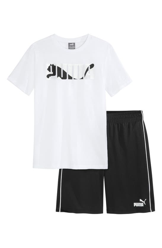 Shop Puma Performance T-shirt & Shorts 2-piece Set In White Traditional