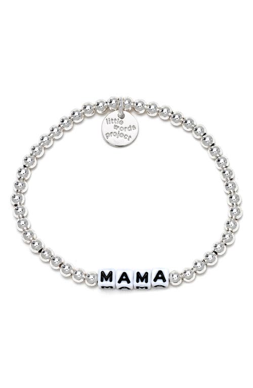 Little Words Project Mama Beaded Stretch Bracelet in All Silver Filled