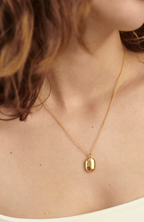 Shop Monica Vinader Mini Id Locket Necklace In 18ct Gold Vermeil/ss