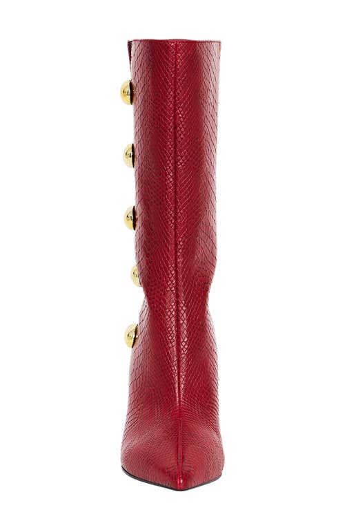 Shop Katy Perry The Revival Snakeskin Embossed Pointed Toe Mid Calf Boot In Cranberry