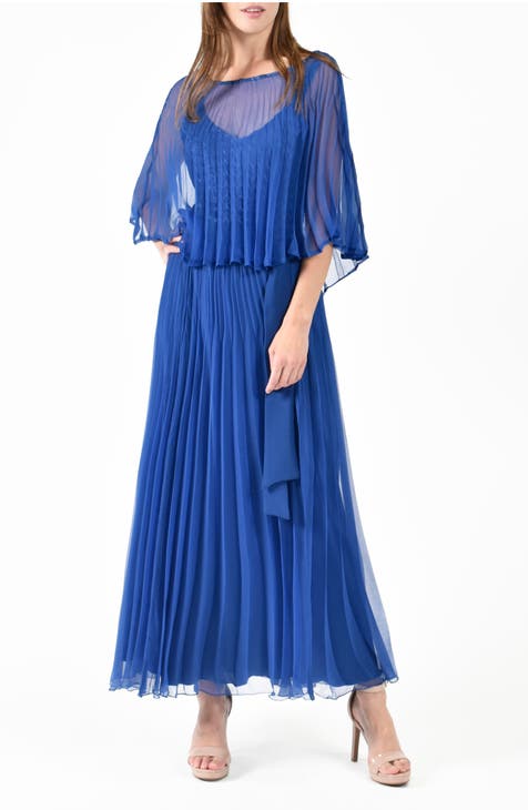 SIENNA Full Sleeve Chiffon Maxi Dress with Trail and Covered
