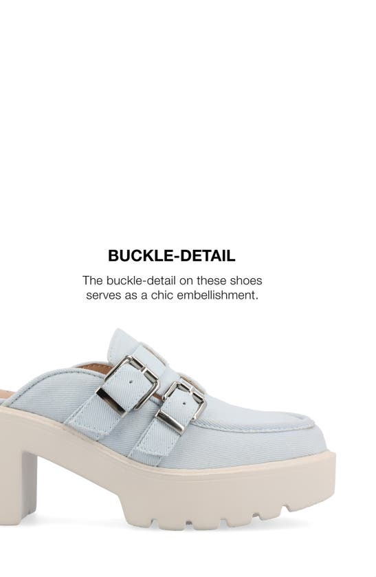 Shop Journee Collection Brydie Platform Mule In Light Denim
